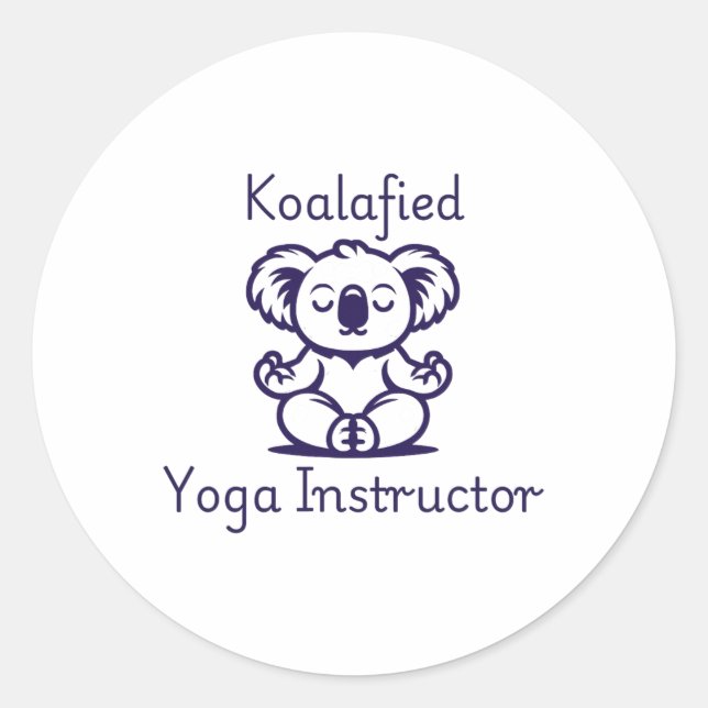 Pegatina Redonda Koalafied Yoga Teacher, Cute Meditating Koala Bear (Anverso)