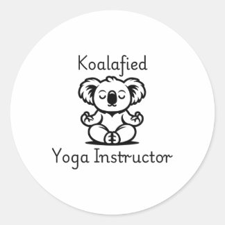 Pegatina Redonda Koalafied Yoga Teacher, Cute Meditating Koala Bear