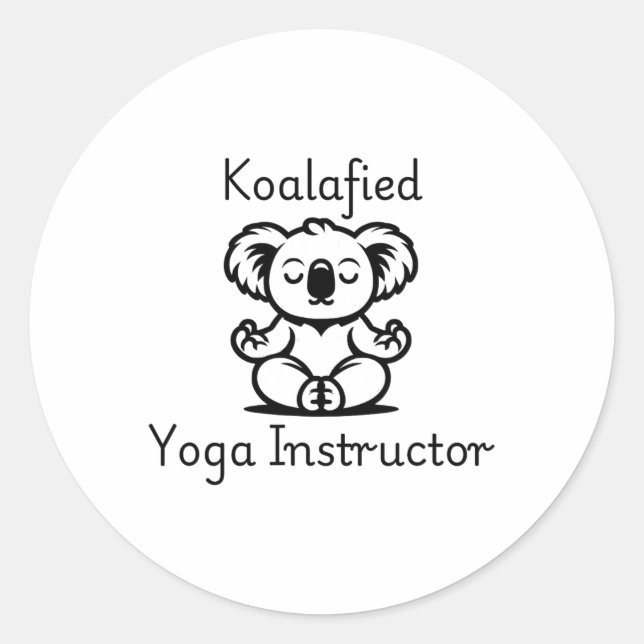 Pegatina Redonda Koalafied Yoga Teacher, Cute Meditating Koala Bear (Anverso)