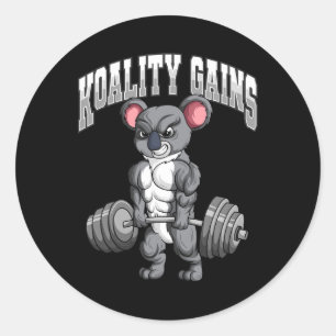Pegatina Redonda Koality Gana Fitness Gym Koala Bodybuilding