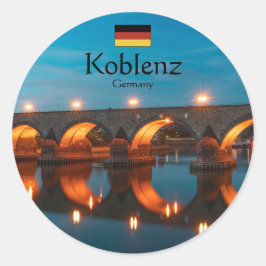 Pegatina Redonda Koblenz Alemania Souvenir