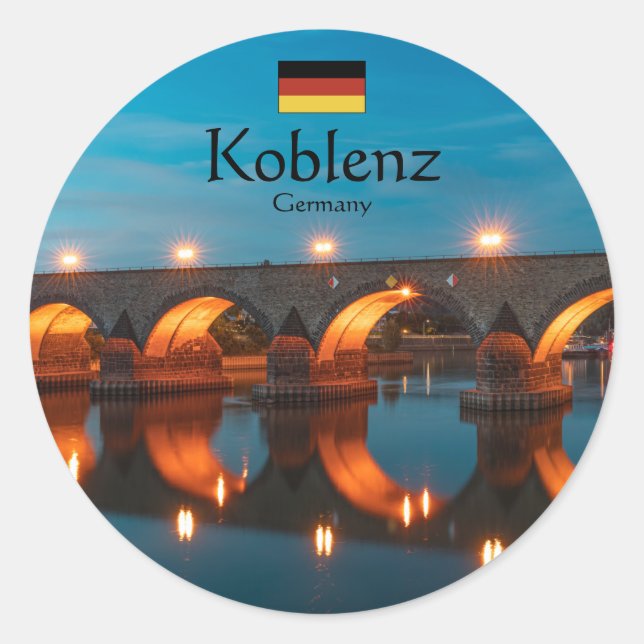 Pegatina Redonda Koblenz Alemania Souvenir (Anverso)