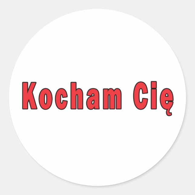 Pegatina Redonda Kocham Cie - Te Amo (Anverso)