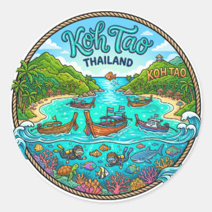 Pegatina Redonda Koh Tao Tailandia