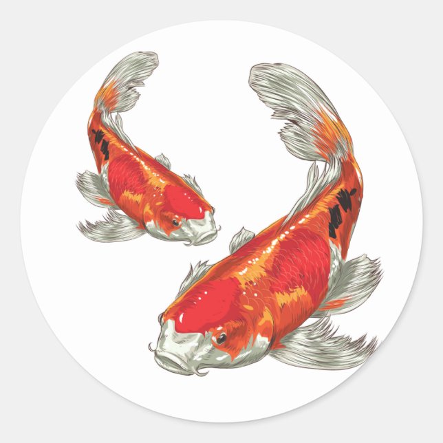 Pegatina Redonda Koi Afortunado (Anverso)