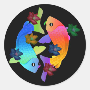 Pegatina Redonda Koi Fish