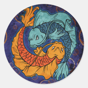 Pegatina Redonda Koi Fish