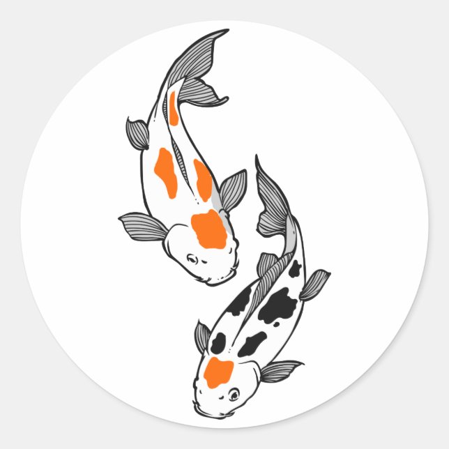 Pegatina Redonda Koi Fish (Anverso)