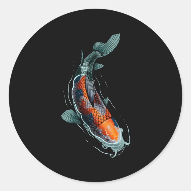 Pegatina Redonda Koi Fish Para El Koi Japonés (Anverso)