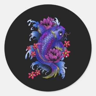 Pegatina Redonda Koi Fish Tattoo japonés Jinli Japón Coi Carp