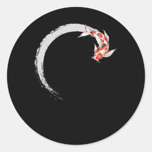 Pegatina Redonda Koi japonés Enso Círculo de pez carpa