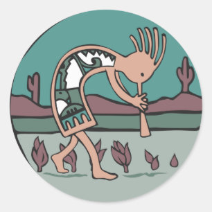 Pegatina Redonda kokopelli