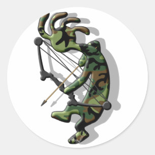 Pegatina Redonda Kokopelli Hunter