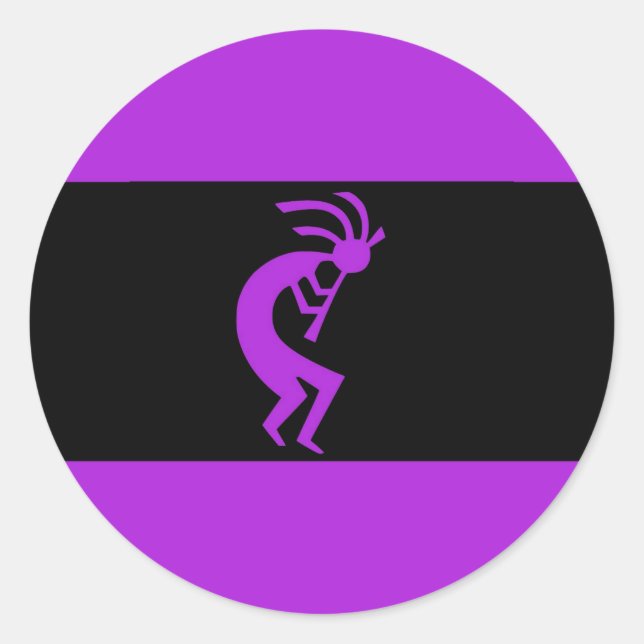 Pegatina Redonda Kokopelli Purple (Anverso)
