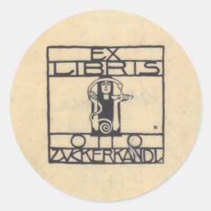 Pegatina Redonda Koloman Moser - Exlibris para Otto Zuckerkandl