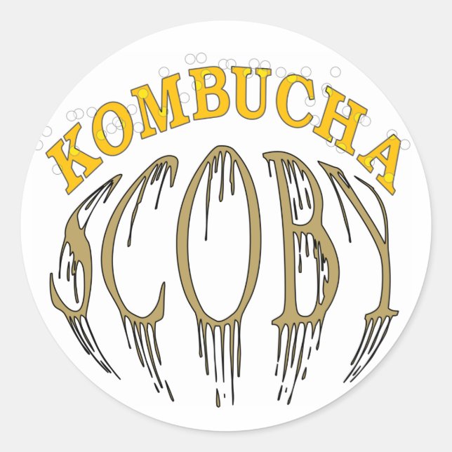 Pegatina Redonda Kombucha Scoby (Anverso)