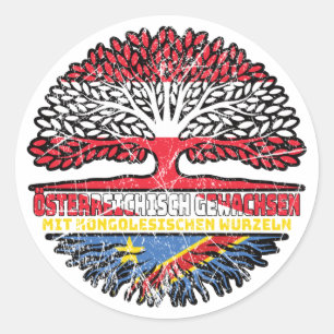 Pegatina Redonda Kongo Kongolesisch Österreichisch Österreich Baum
