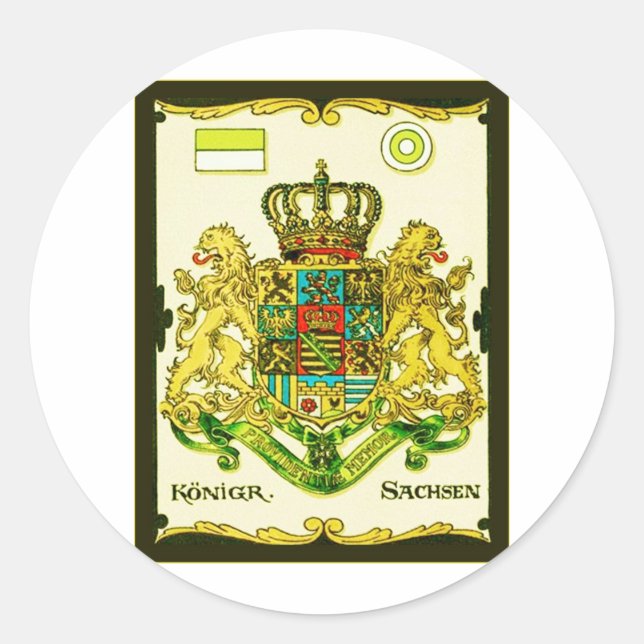 Pegatina Redonda Königr Sachsen ~ Impresión de escudos de armas de  (Anverso)