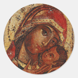 Pegatina Redonda Korsunskaja: icon of the Mother of God of Cherson