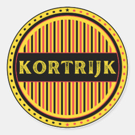 Pegatina Redonda Kortrijk City Pride Emblem – Belgian Identity