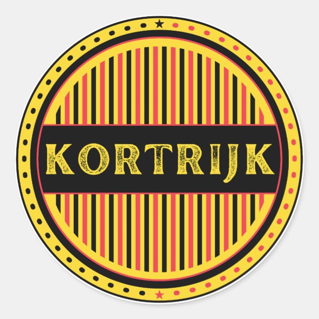 Pegatina Redonda Kortrijk City Pride Emblem – Belgian Identity (Anverso)