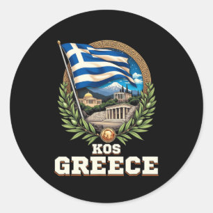 Pegatina Redonda Kos Grecia Recuerdo Vacaciones Griegas Viajes