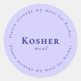 Pegatina Redonda Kosher meal Request Sticker, Light purple, Navy