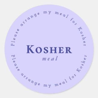 Pegatina Redonda Kosher meal Request Sticker, Light purple, Navy