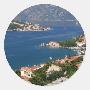 Pegatina Redonda Kotor Fjord, Montenegro