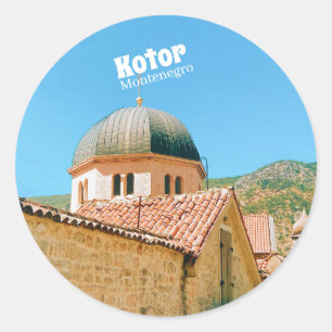 Pegatina Redonda Kotor - fotografía de viaje de Montenegro