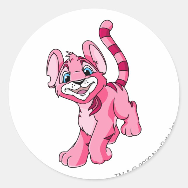Pegatina Redonda Kougra Pink (Anverso)