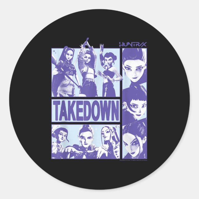 Pegatina Redonda Kp Demon Hunters Halloween Huntrix Takedown Panel  (Anverso)