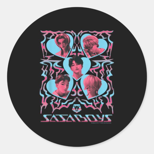 Pegatina Redonda Kp Demon Hunters Halloween Saja Boys Heart Shapes  (Anverso)