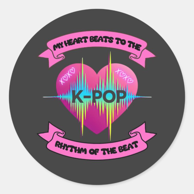 Pegatina Redonda KPop Heart Sound Rhythm Music Beat Fan Design (Anverso)