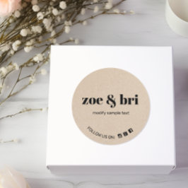 Pegatina Redonda Kraft Añadir su logotipo