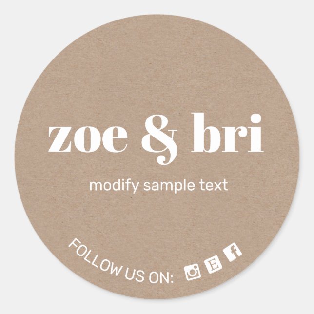 Pegatina Redonda Kraft Añadir su logotipo (Anverso)