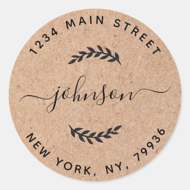 Pegatina Redonda Kraft Crea tu propia dirección de retorno de redon (Anverso)