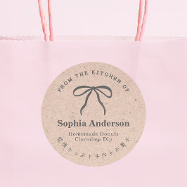 Pegatina Redonda Kraft desde la cocina de Coquette Bow Ribbon