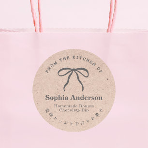 Pegatina Redonda Kraft desde la cocina de Coquette Bow Ribbon