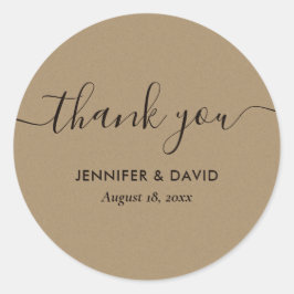 Pegatina Redonda Kraft Escritura Moderna Gracias