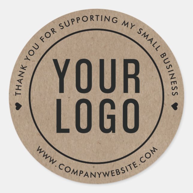 Pegatina Redonda Kraft Gracias Por Apoyar A Mi Pequeña Empresa (Anverso)
