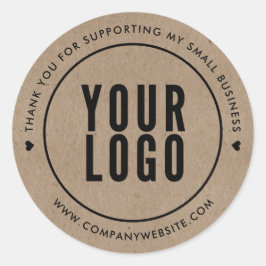 Pegatina Redonda Kraft Gracias por Apoyar Mi Pequeño Negocio