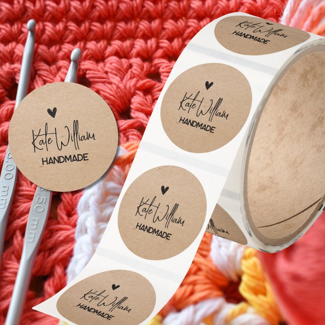 Pegatina Redonda  kraft handmade by heart stickers  (Subido por el creador)