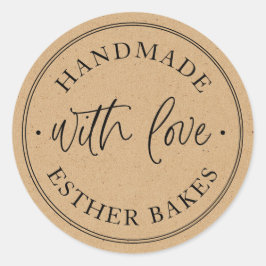 Pegatina Redonda Kraft Hecho con Amor