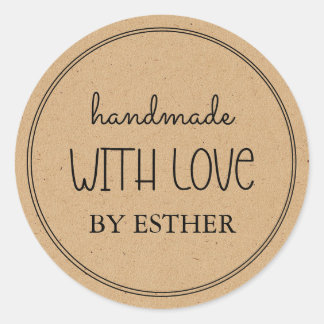 Pegatina Redonda Kraft Hecho con Amor