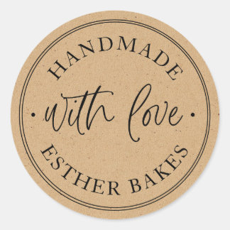 Pegatina Redonda Kraft Made with Love