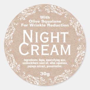 Pegatina Redonda Kraft Night Cream Moisturizer Lotion