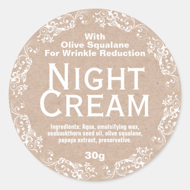 Pegatina Redonda Kraft Night Cream Moisturizer Lotion (Anverso)