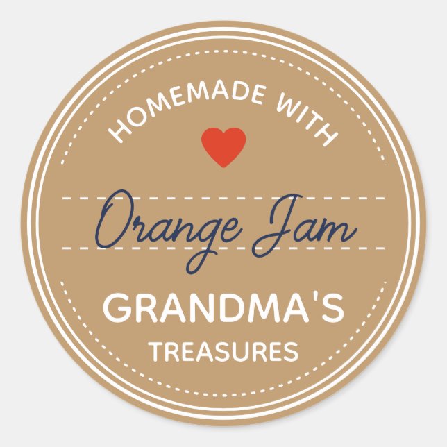 Pegatina Redonda Kraft Paper Brown Jar Labores manuscritas (Anverso)