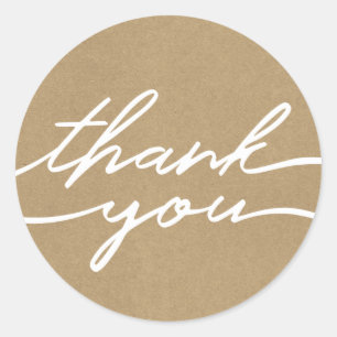 Pegatina Redonda Kraft Paper Texture Look "Thank You" (Gracias) Peg